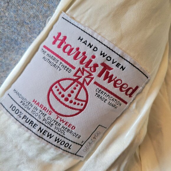 Harris Tweed Tailored Jacket Bookster Wool Gray England Classic Blazer Sport Coa - Picture 2 of 13